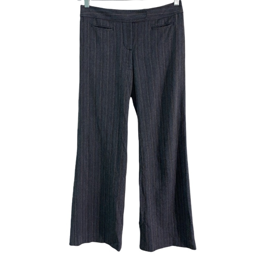 Ann Taylor LOFT gray red striped wide leg pants 0